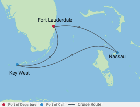 4 Night Key West & Bahamas Holiday voyage map